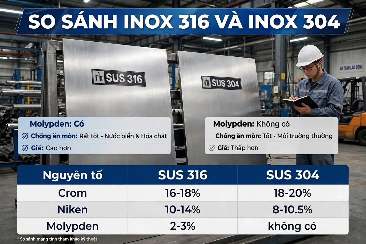 Phân biệt Inox 316 với Inox 304