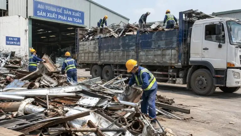 Thu gom lô phế liệu số lượng lớn và vận chuyển về bãi
